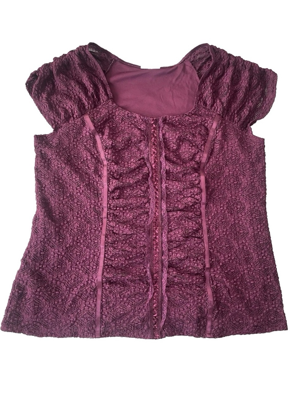 Fashion Bug Wine/Plum Lace Corset Top Size 1X Coquette Girl Whimsigoth Fairy Y2K